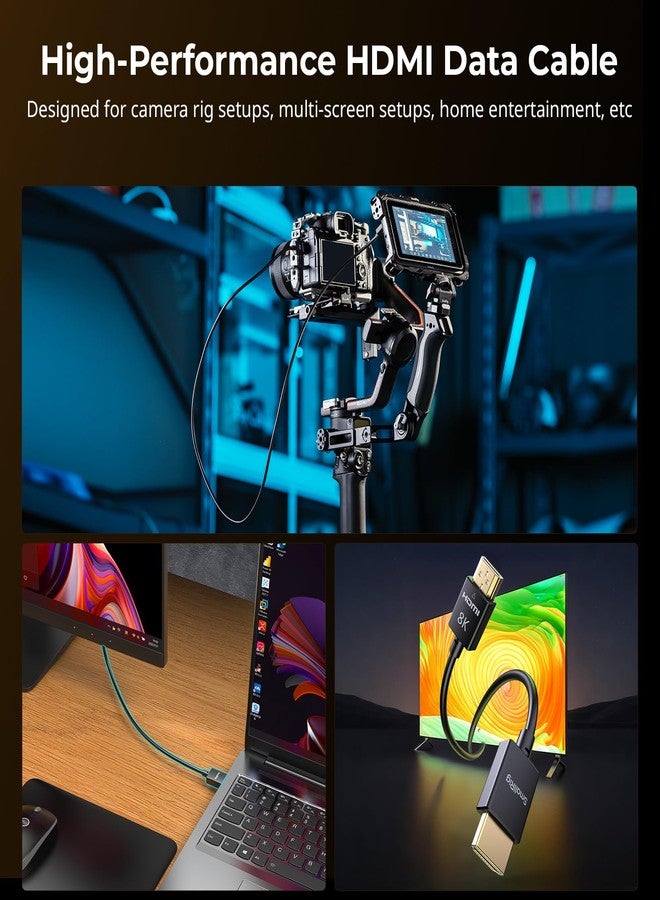SMALLRIG 8K HDMI 2.1 Cable 100cm / 3.3Ft (A to A), Super Flexible Slim Cord/Cable, Supports 8K@60Hz/4K@120Hz, Ethernet, ARC Type-A Male to Male for Camera, Monitor, Gimbal - 5086 - Image 3